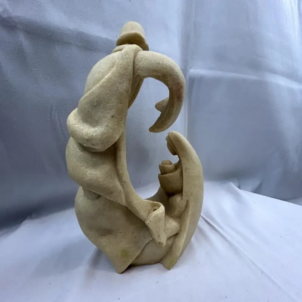 SKU2184 Holy Family Nativity Tea Light Candle Holder Mary Jesus Joseph Sandstone